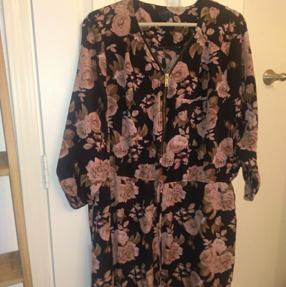 Rue 21 3X Pink and Black Floral Dress